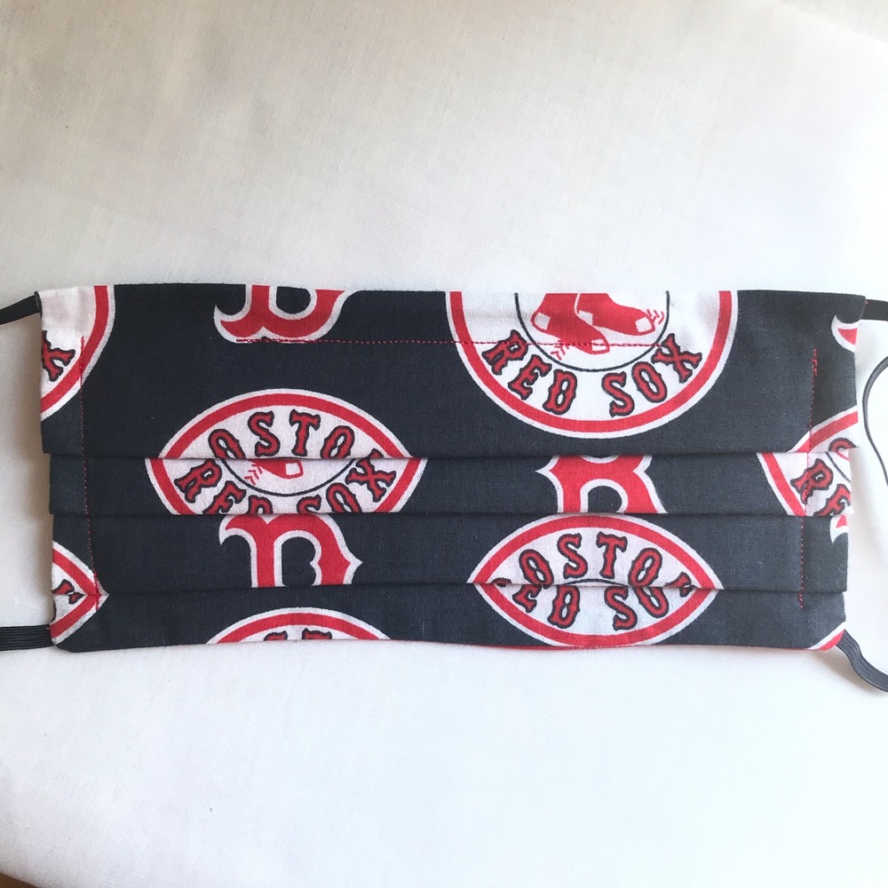 NWT - Handmade Adult Cloth Mask in Red Sox Blue
